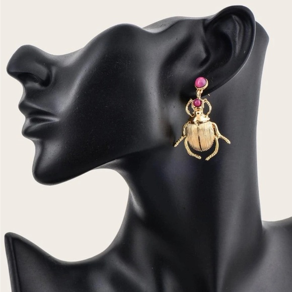 Gemstone Beetle Earrings - Picture 5 of 6